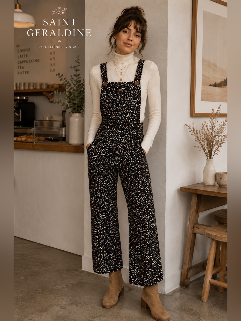 Saint Geraldine Suggs Printed Overalls XS Petite Floral Cottagecore Romper C